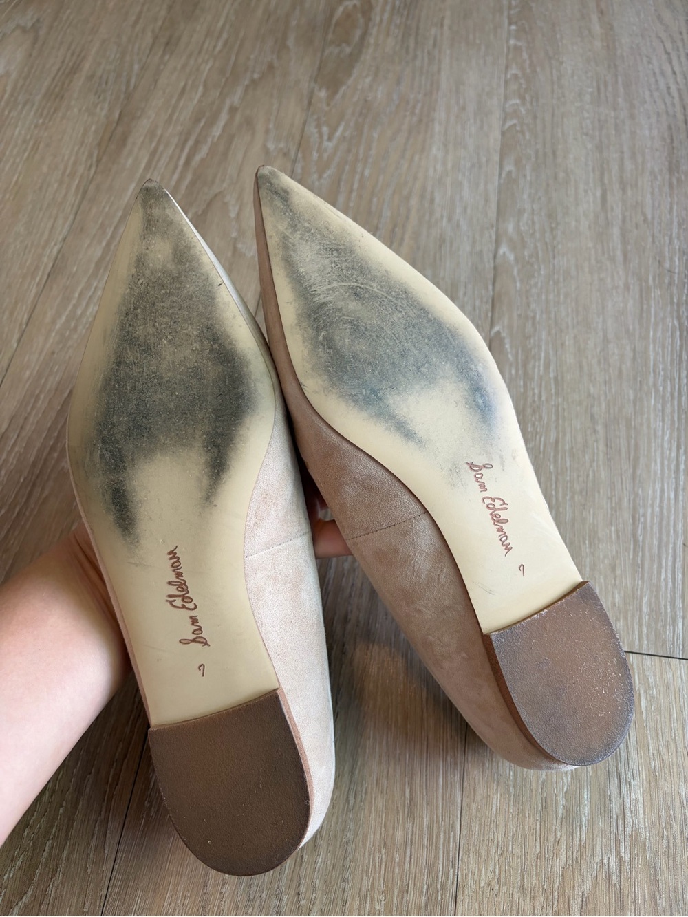 Sam Edelman Suede Pointed-Toe Flats in Beige - Picture 9 of 10